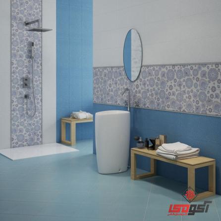 کاشی کف دستشویی آبی