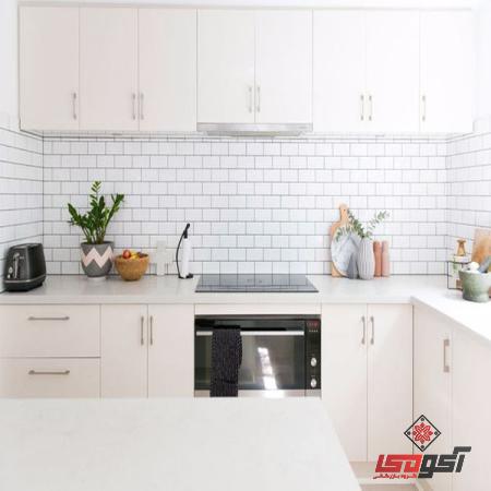 کاشی بین کابینتی سفید آجری